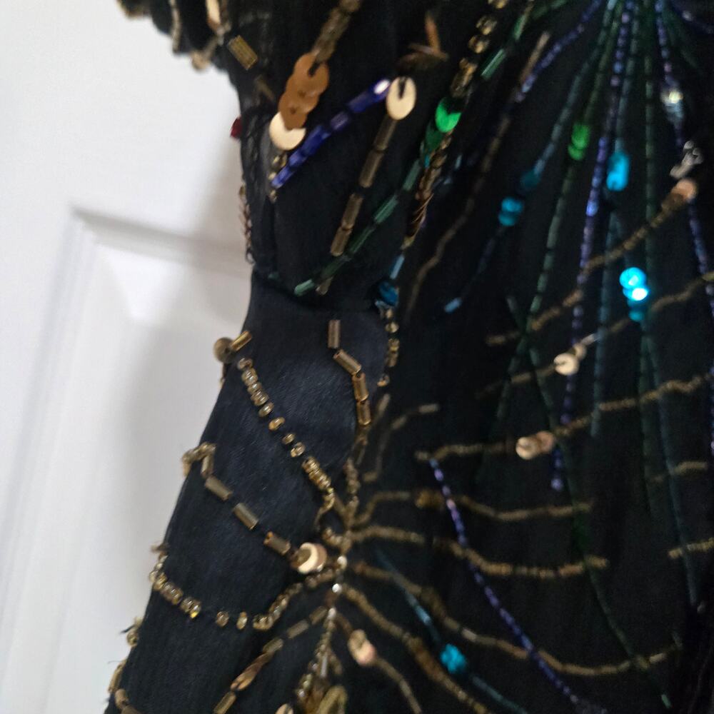 Laurence Kazar Vintage Black Silk Beaded Sequin Fireworks Evening Jacket - Picture 11 of 14